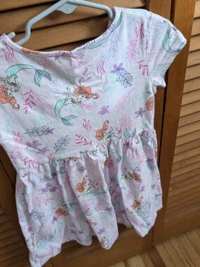 Disney Girls Short Sleeve Little Mermaid Dress - Light Pink & Aqua Accents